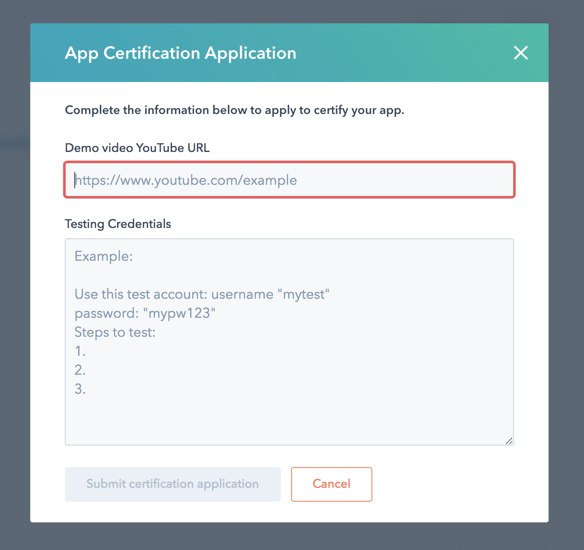 Demande de certification d'application